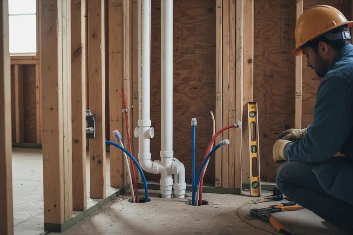 Drain and supply rough-in during Drain Cleaning in East Hickory