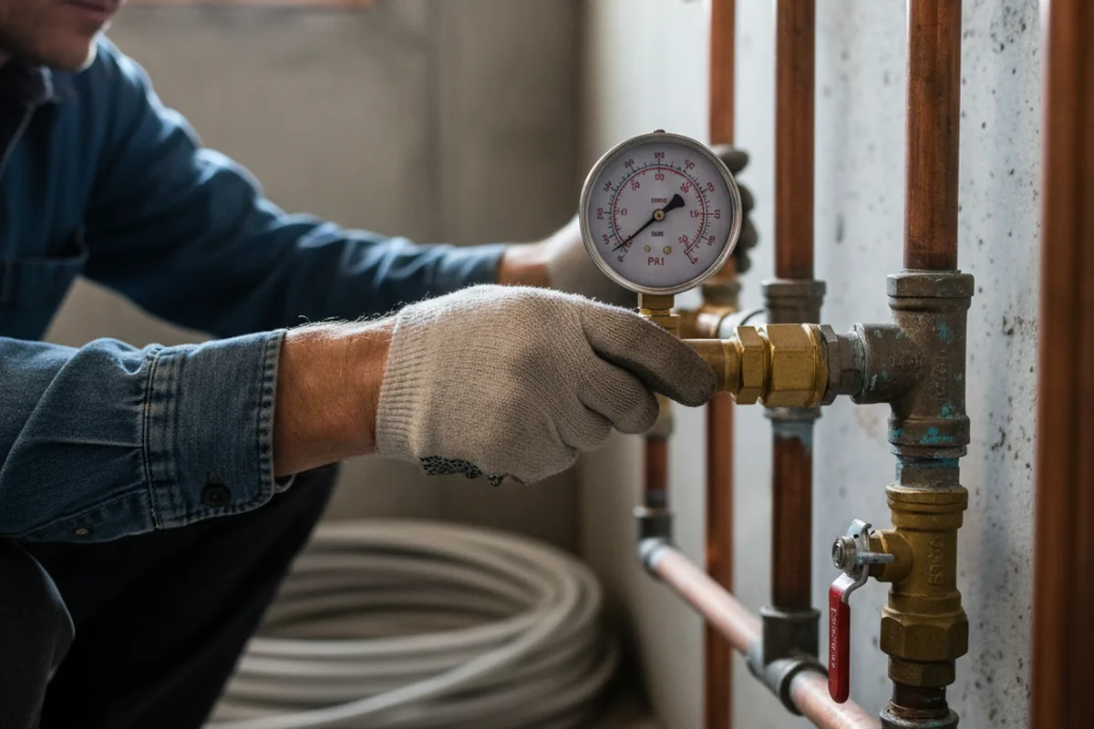 Pressure testing a repaired line during Water Line Repair in East Hickory